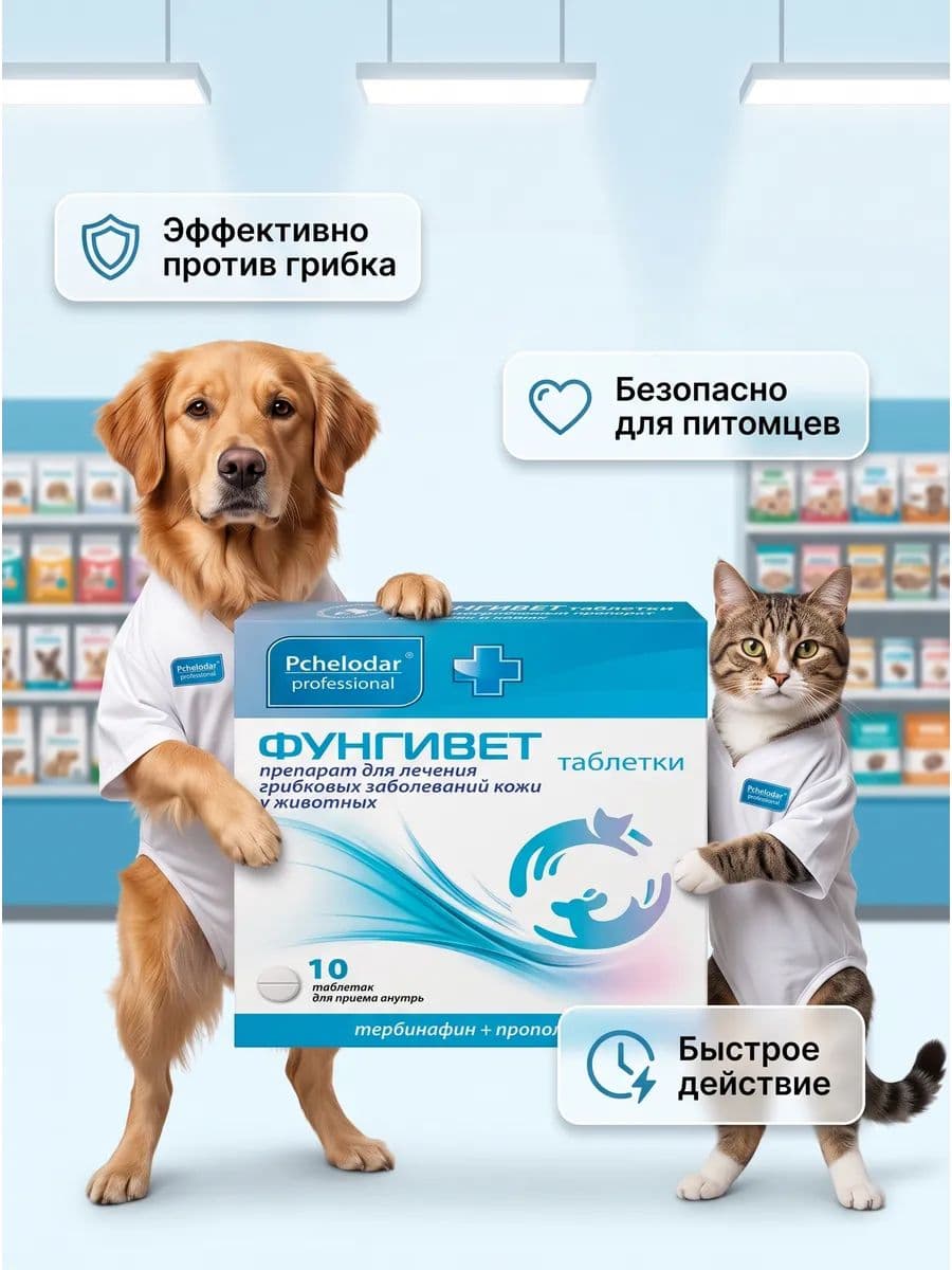 Фунгивет препарат противогрибковый для животных 10 таблеток