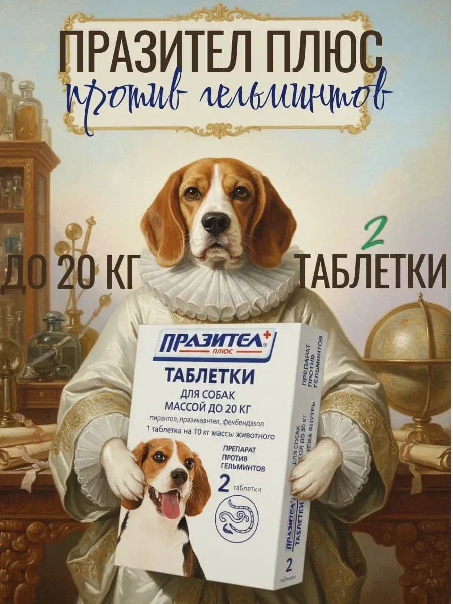 Празител плюс от глистов таблетки для собак до 20 кг