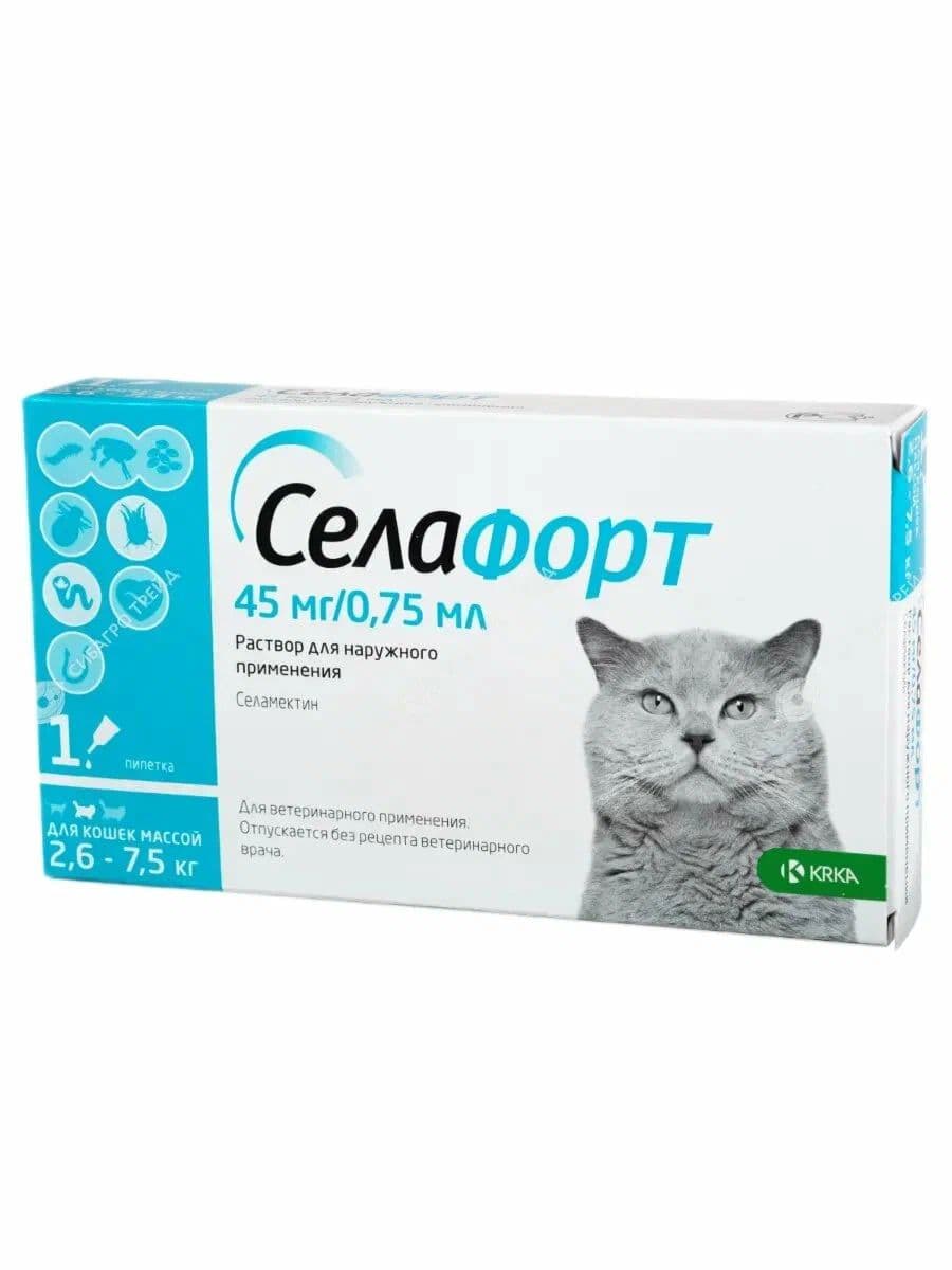 Селафорт д/кошек 2,6-7,5кг 6% 1*45мг/0,75мл