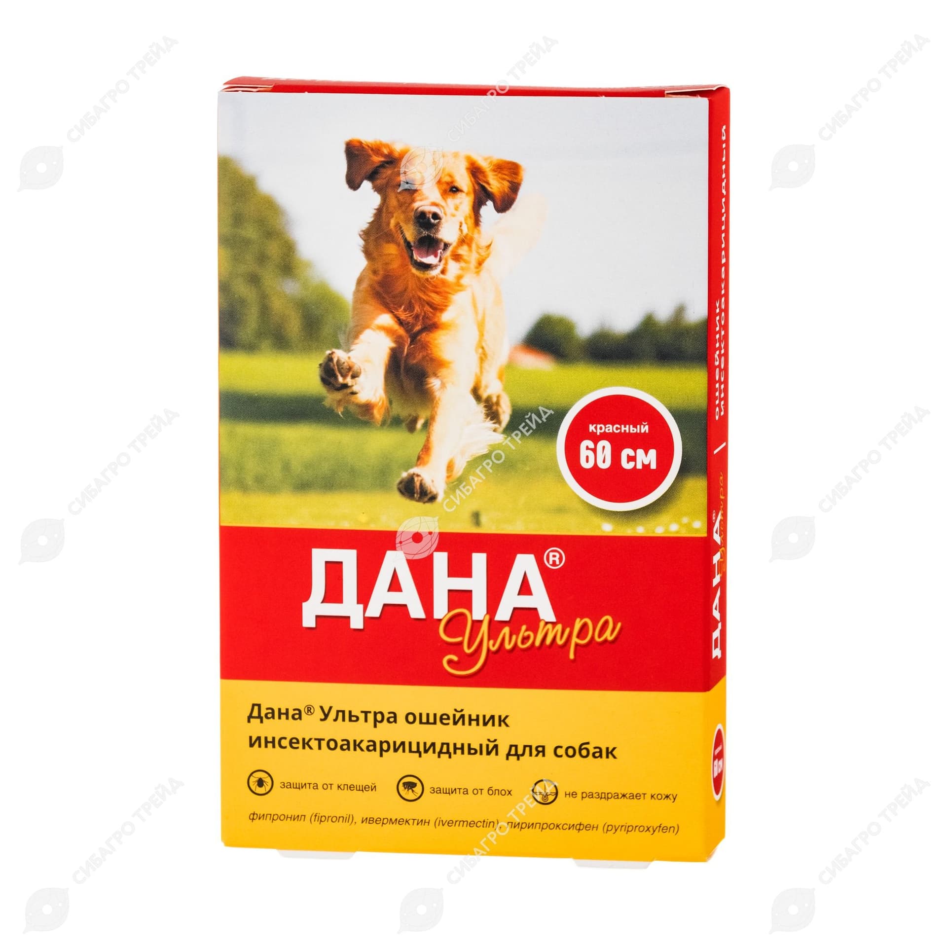 Ошейник п/экт Дана Ультра д/ собак 60см (красный)