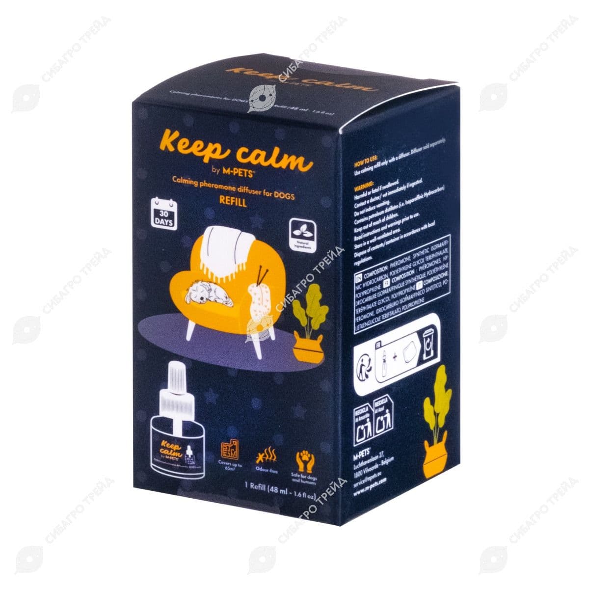 Успокаивающий феромон KEEP CALM для СОБАК, фл.48мл (сменный блок) Mpets