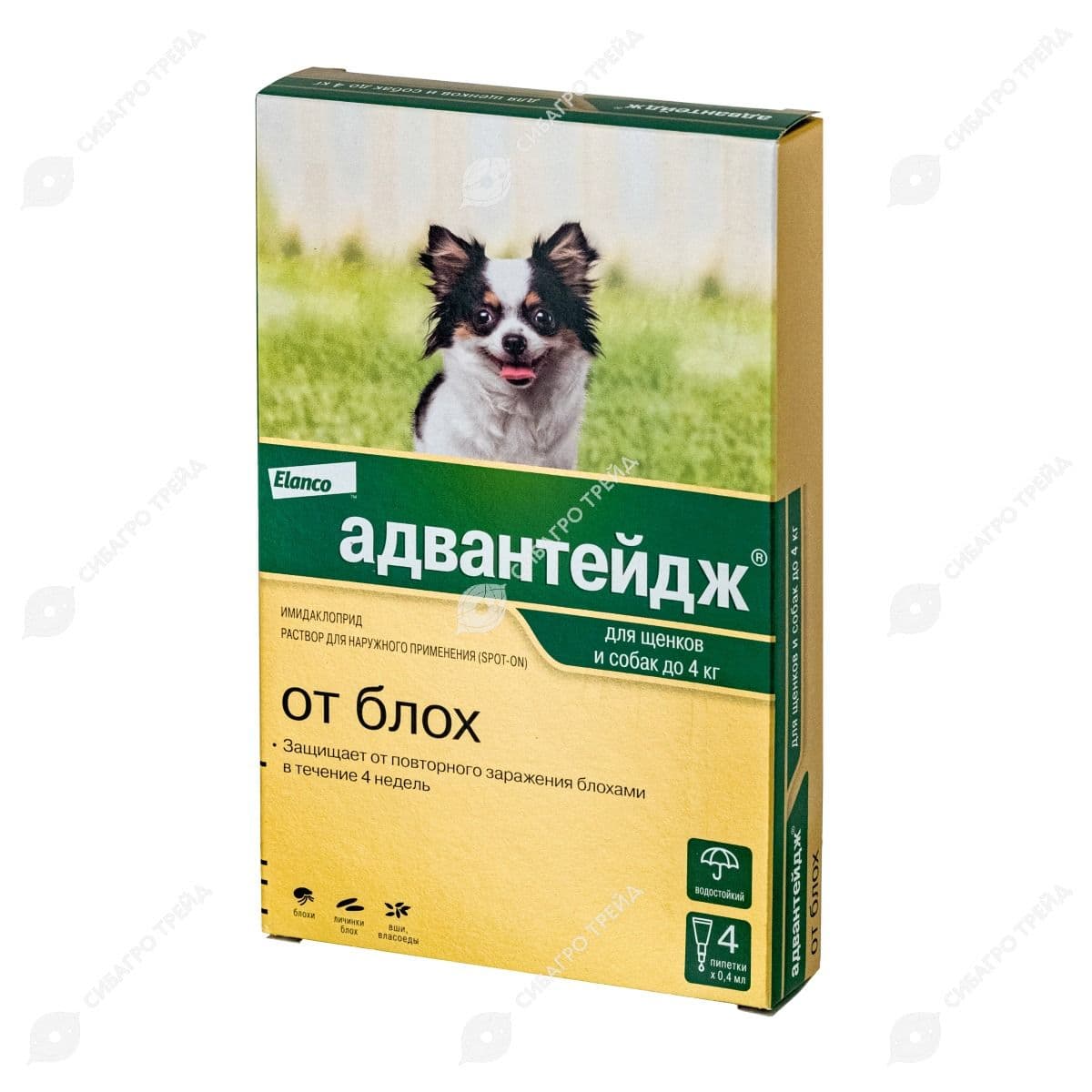 Адвантейдж для собак до 4 кг уп.4 пипетки (до 09.2029)
