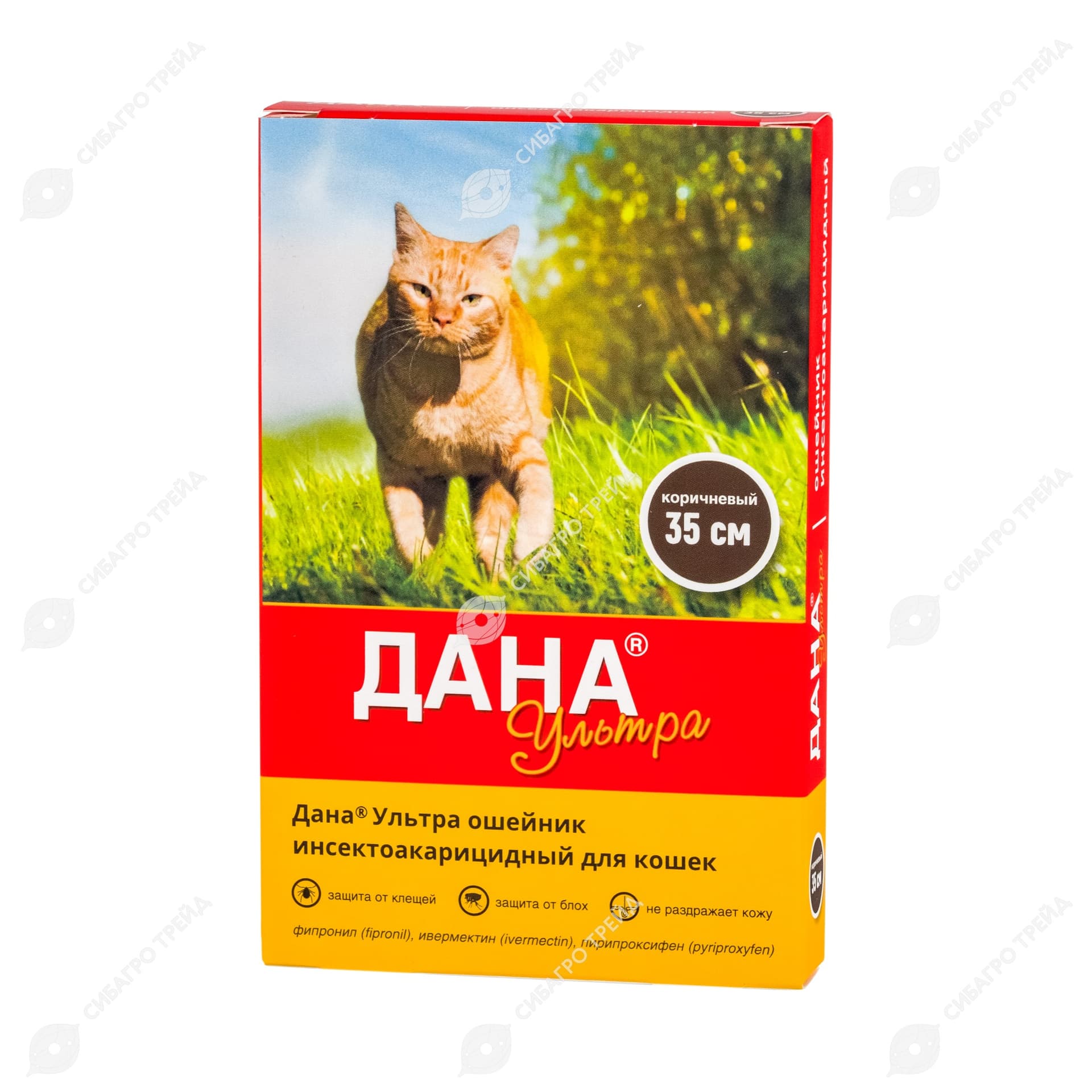 Дана Ультра инсектоакарицидный ошейник для кошек, 35см, коричневый