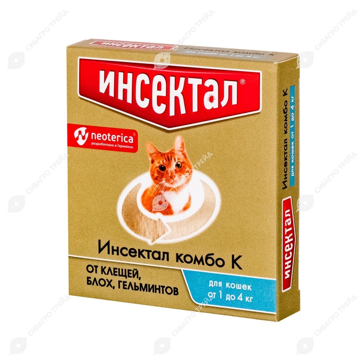 Препарат Капли на холку Инсектал Комбо д/кошек 1-4кг