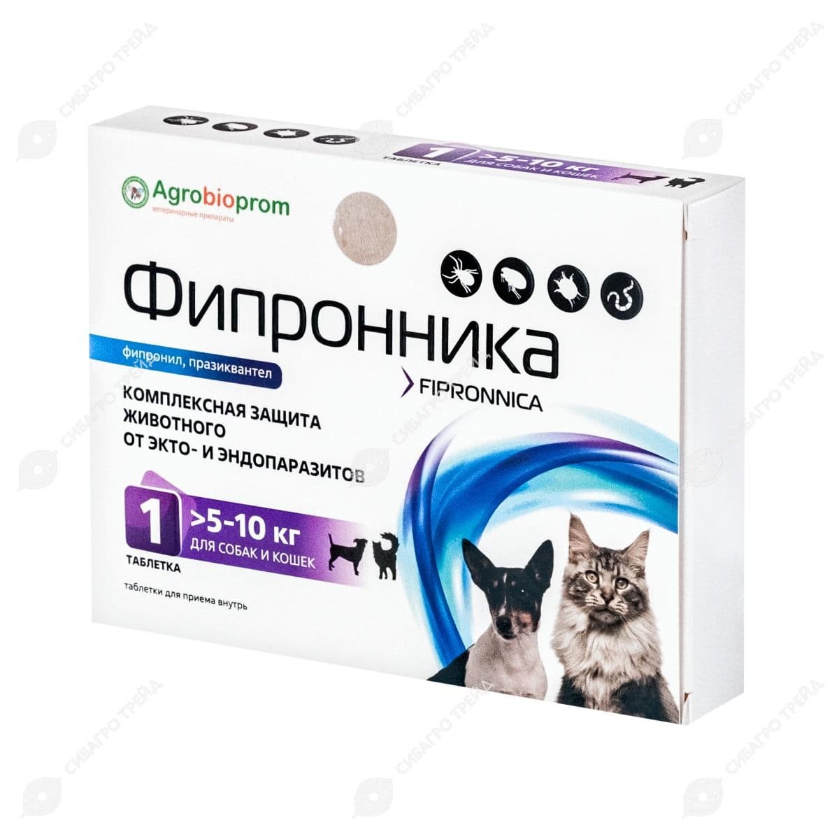 Препарат Фипронника для собак и кошек 5-10 кг (1 таблетка)