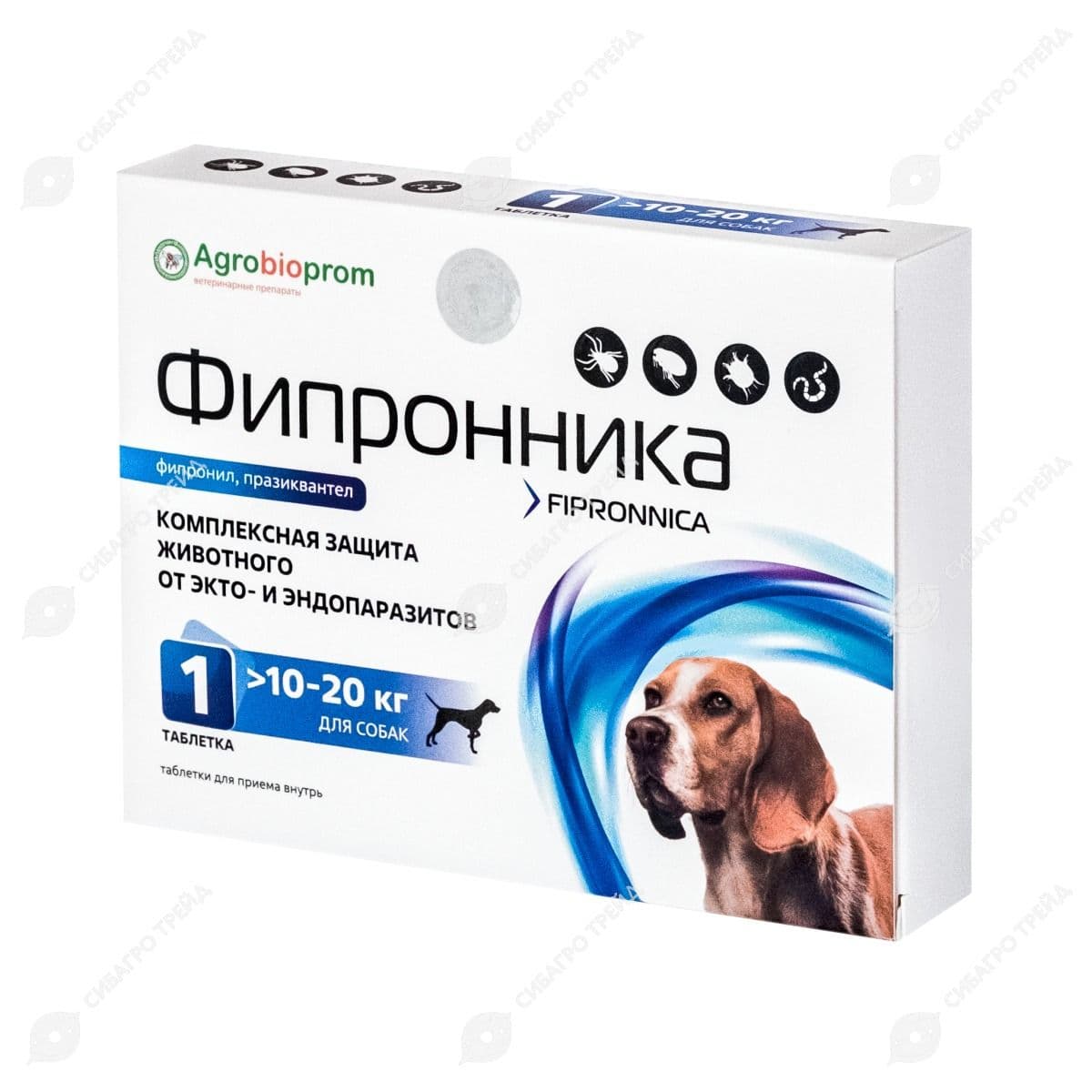 Препарат Фипронника для собак 10-20 кг (1 таблетка)