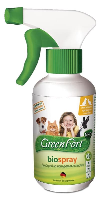 Антипаразитарное средство Спрей Green Fort neo БИО д/кошек, кроликов и собак 200мл