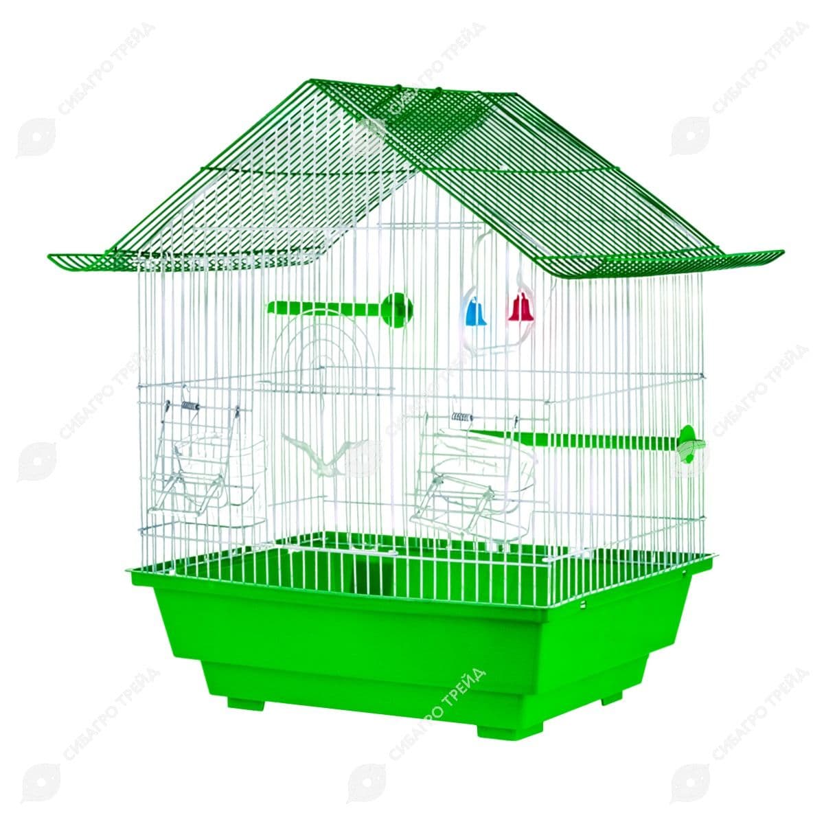 Клетка д/птиц 46*37*28см, 2 кормушки,2жердочки,качели,с поддоном,микс,2024-6674, 273911