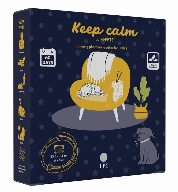 Успокаивающий феромон KEEP CALM для СОБАК, ошейник серый 1 шт. Mpets