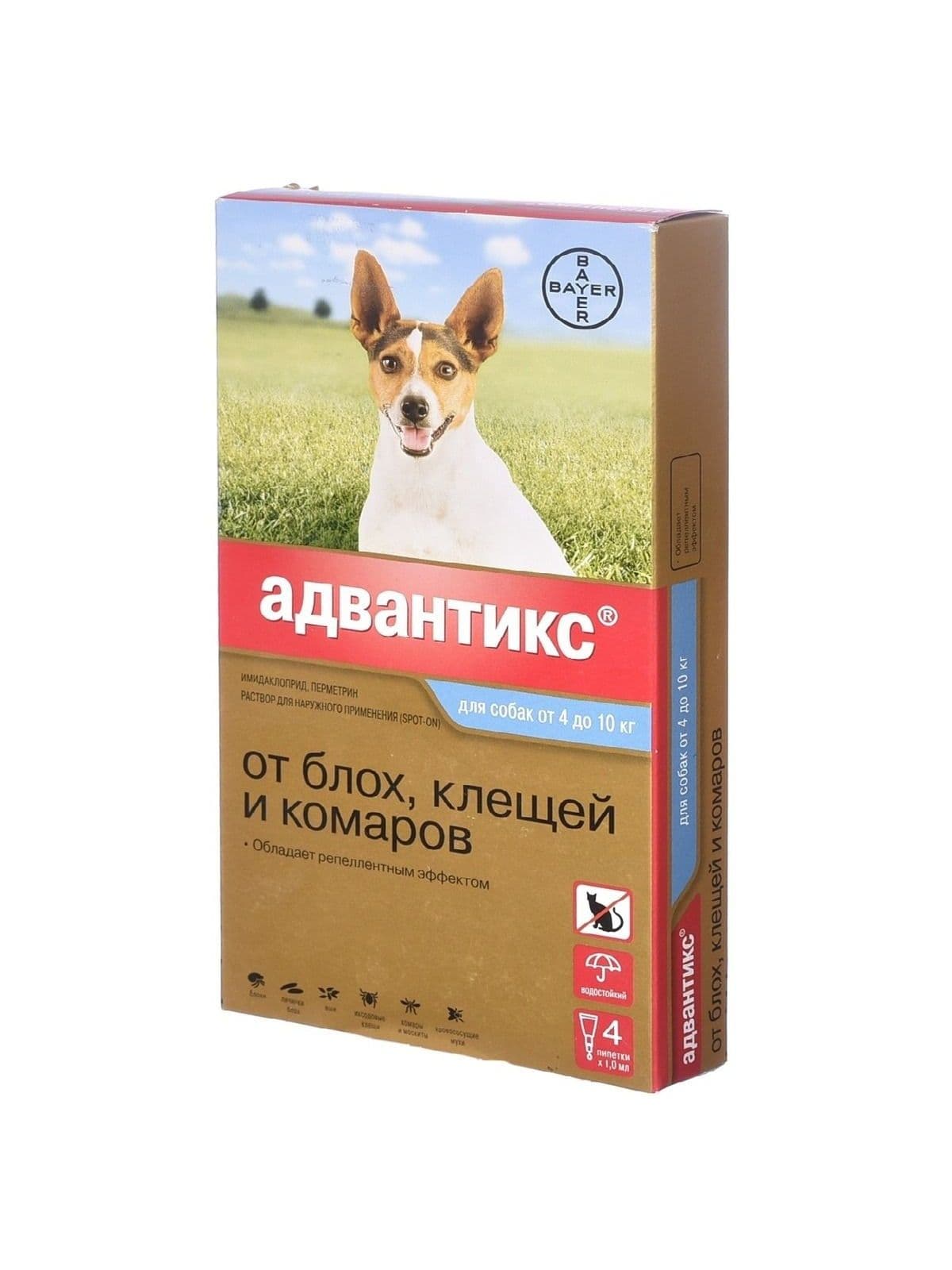 Адвантикс 100 для собак 4-10 кг, 4 пипетки.