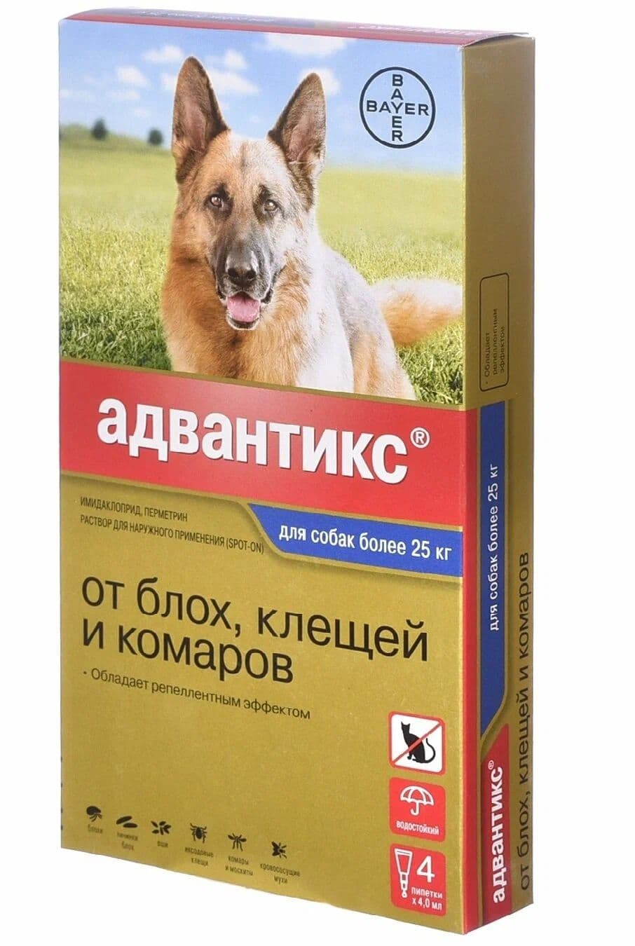 Адвантикс 400 для собак более 25 кг 4 пип., 4мл