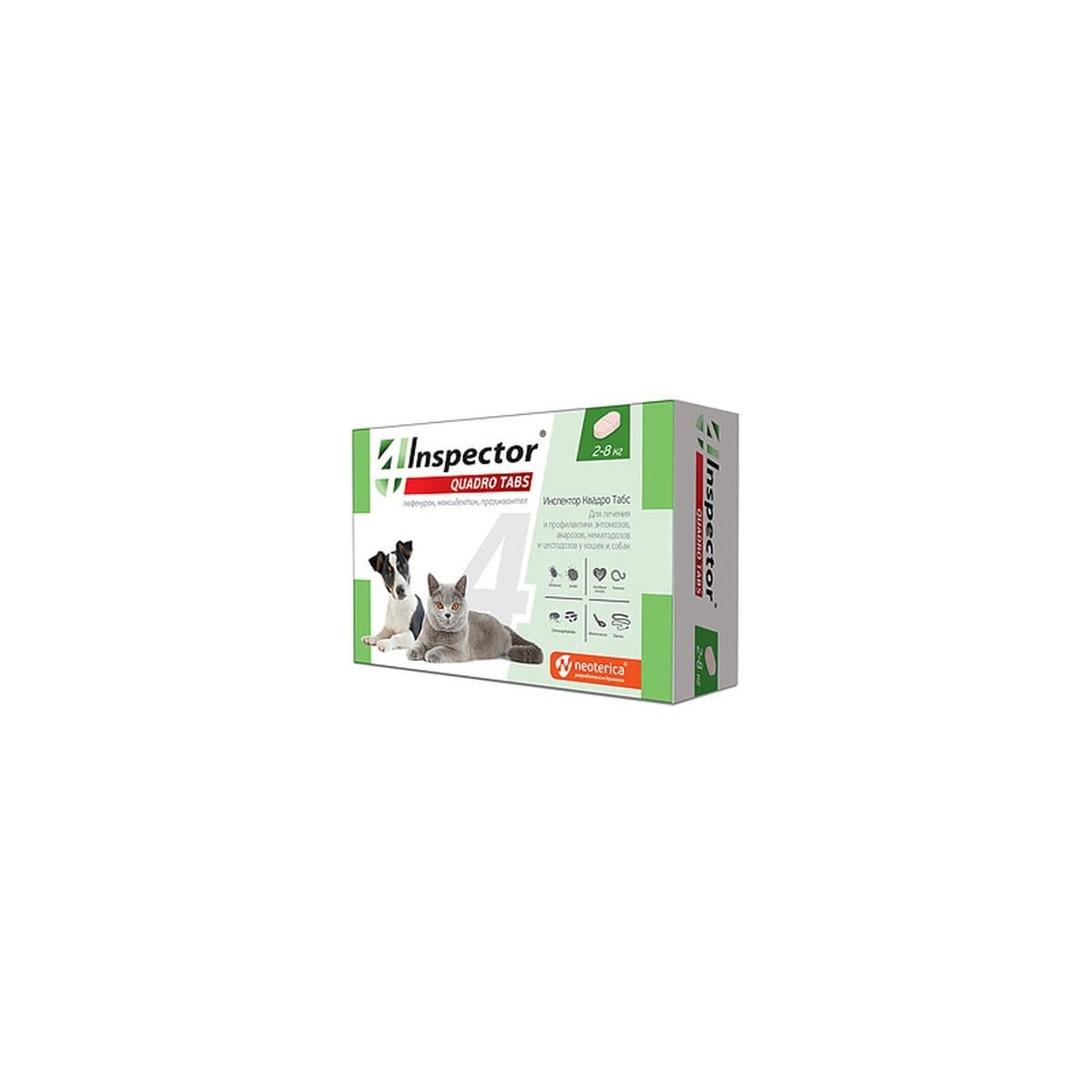 Инспектор Quadro Tabs для кошек и собак 2-8кг, 4таб. /I402/
