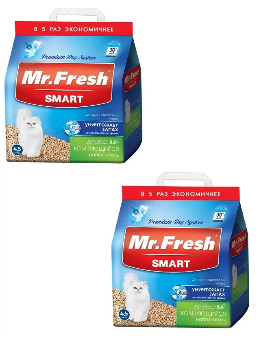 Наполнитель для кошачьего туалета Mr.Fresh, для длинношёрстных кошек, 4,5 л