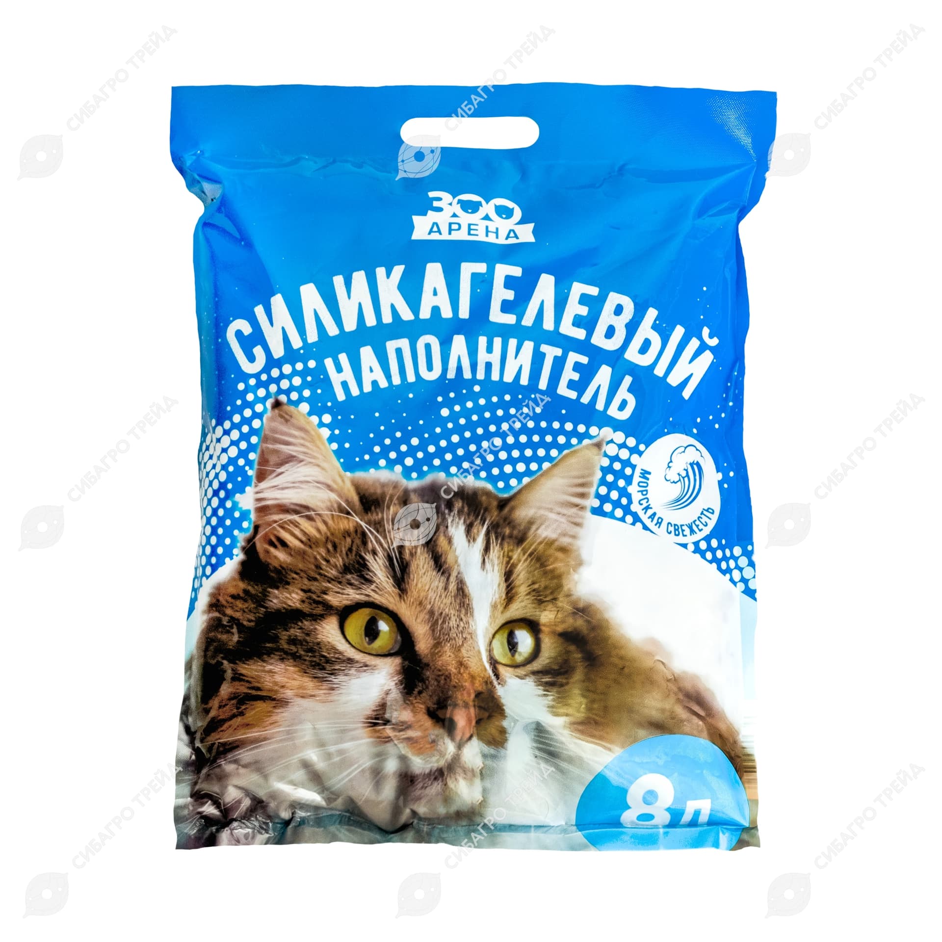 Наполнитель для кошачьего туалета ЗооАрена силикагелевый, аромат морской бриз, 8 л
