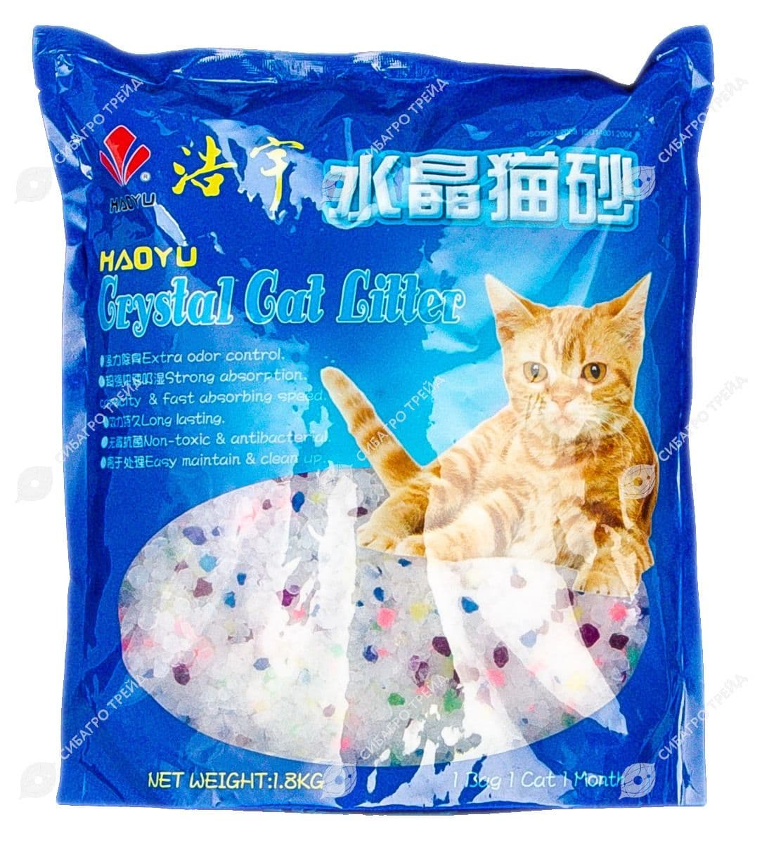 Наполнитель для кошачьего туалета Crystal Cat силикагелевый, 1,8 кг