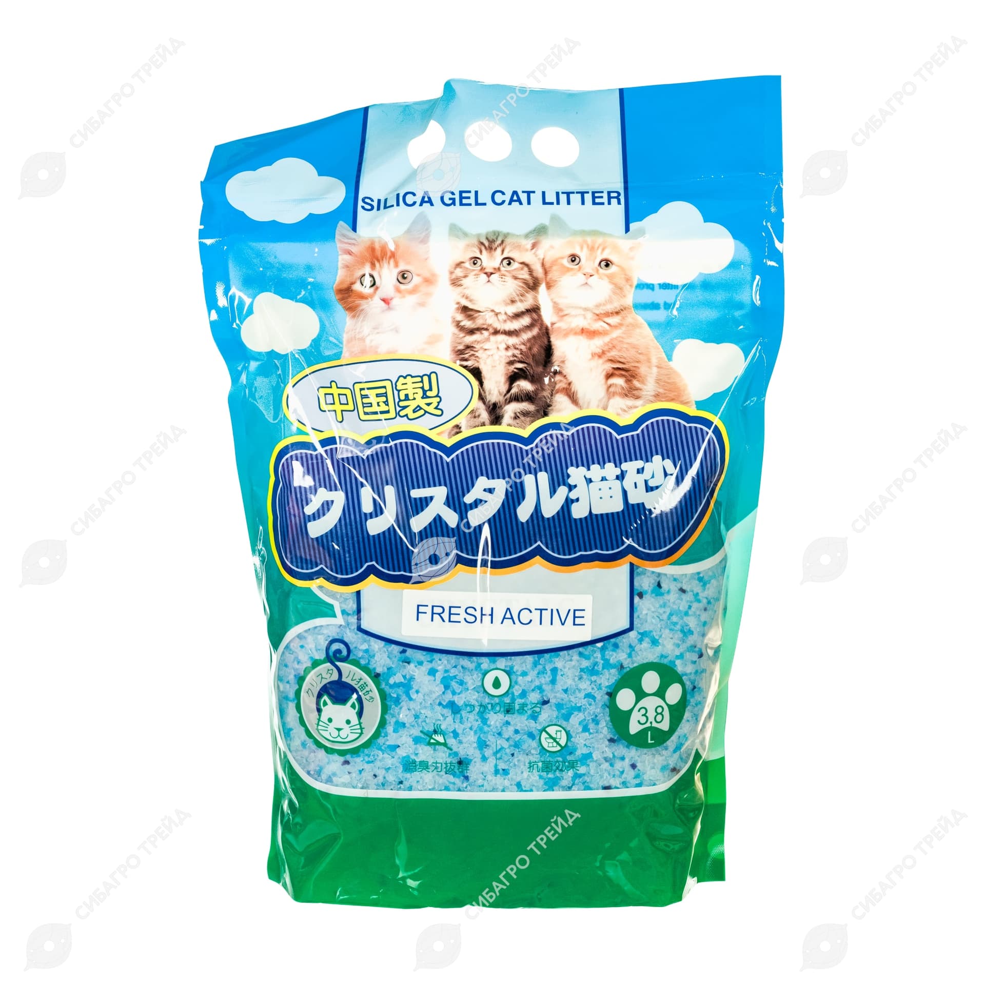 Наполнитель для кошачьего туалета HAKASE AREKKUSU силикагелевый, Fresh Active, 3,8 л