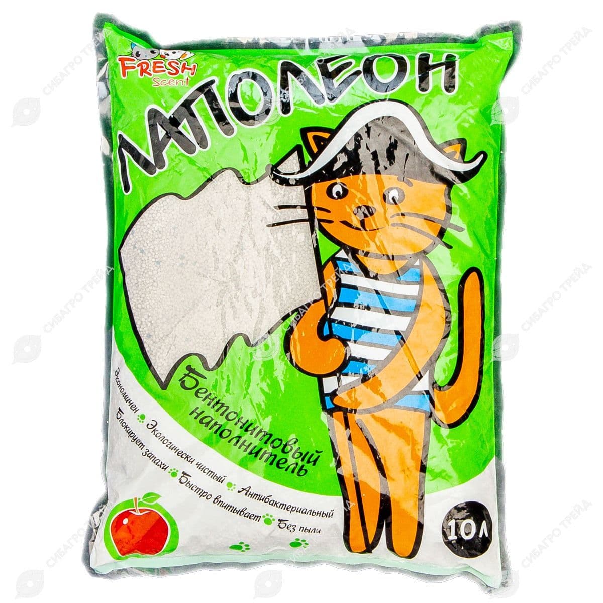 Наполнитель для кошачьего туалета Лаполеон комкующийся, аромат яблоко, 10 л