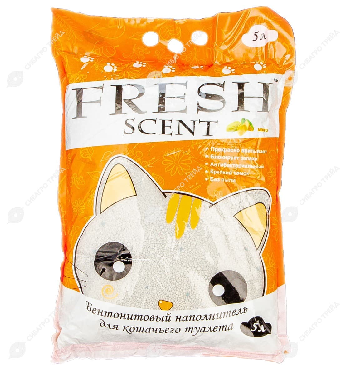 Наполнитель для кошачьего туалета Fresh Свежесть комкующийся, аромат манго, 5 л