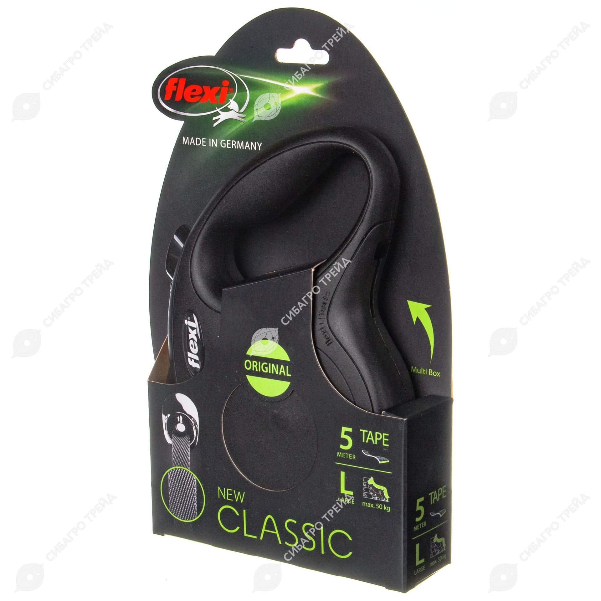 Рулетка Флекси Classic L 5м, до 50кг ремень(чёрн)