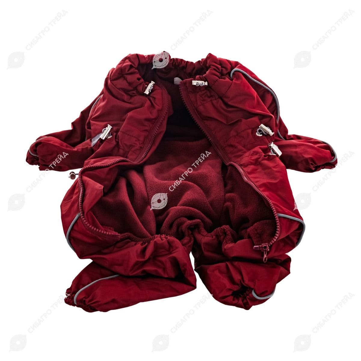 Комбинезон утепленный на флисе для собак для девочек бордо, размер 55-1 (длина спины 55 см)