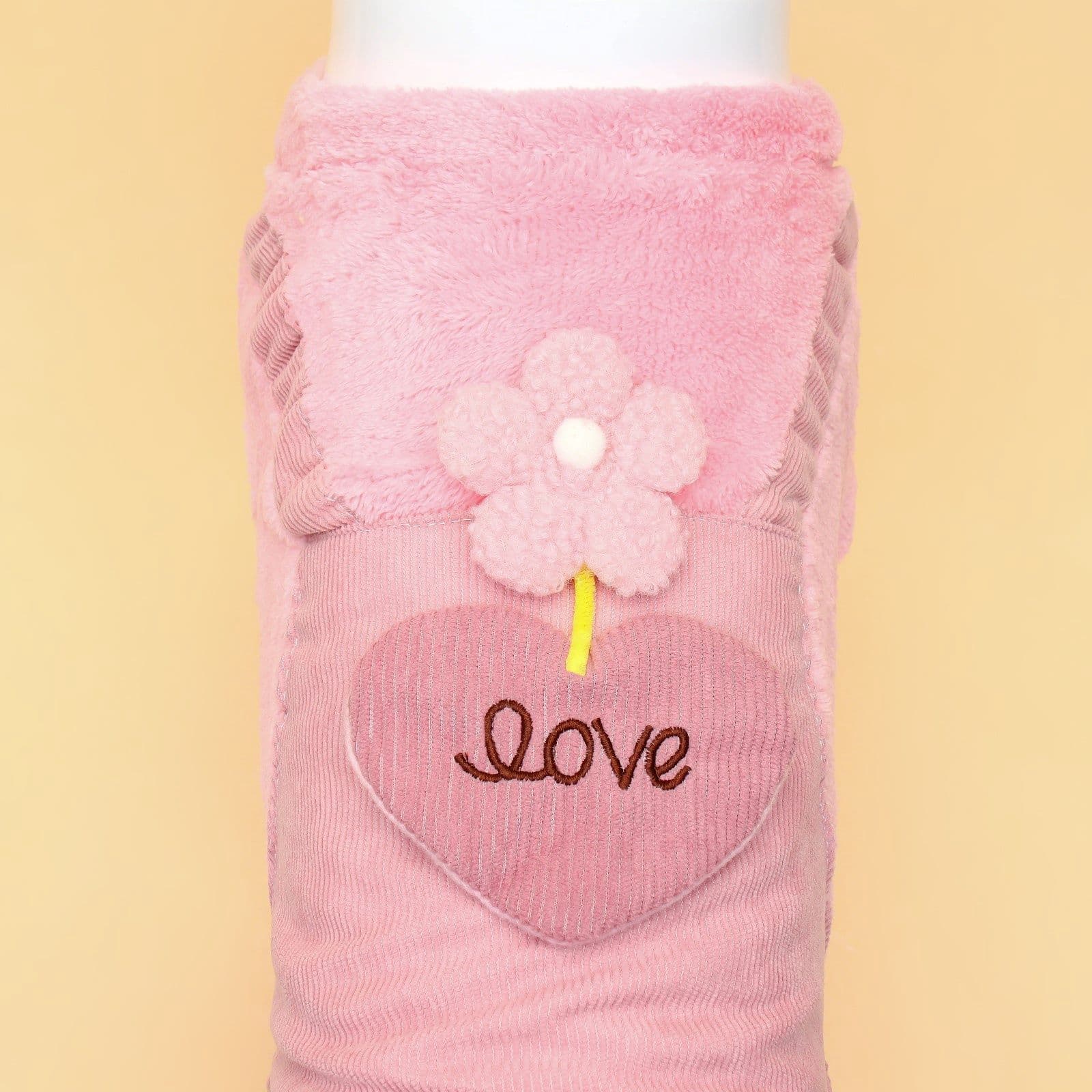 Комбинезон "Love", размер 2XL (ДС 45 см, ОГ 55 см, ОШ 45 см), розовый для собак