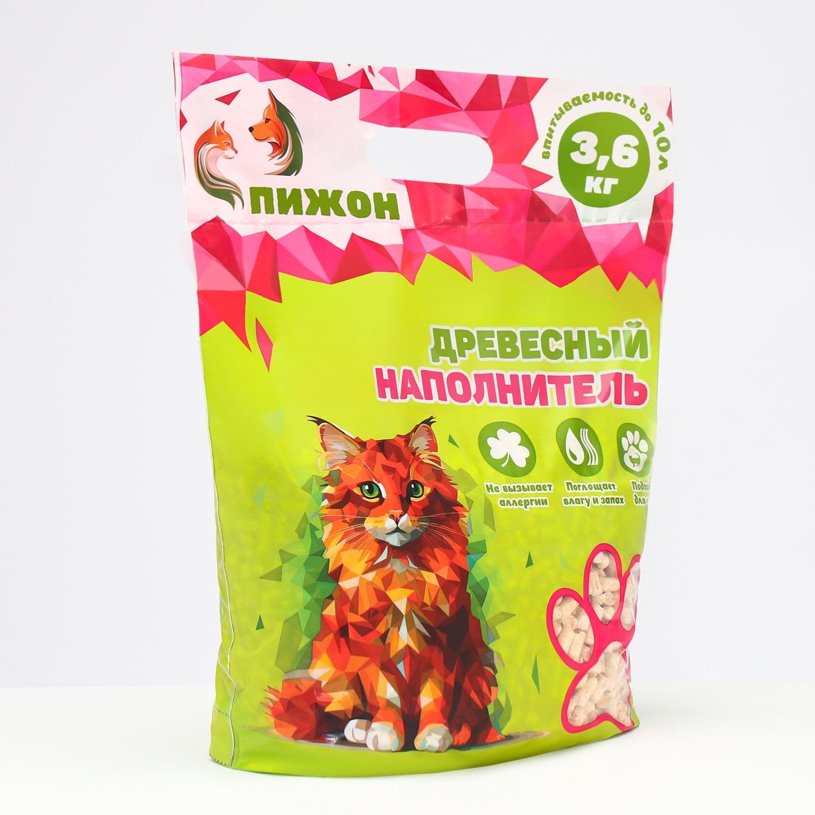 Наполнитель для кошачьего туалета древесный Пижон, 10 л