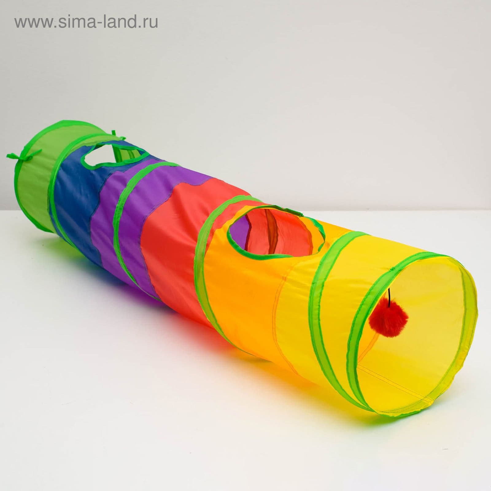 Туннель для кошек с игрушкой, 120 25 см, разноцветный