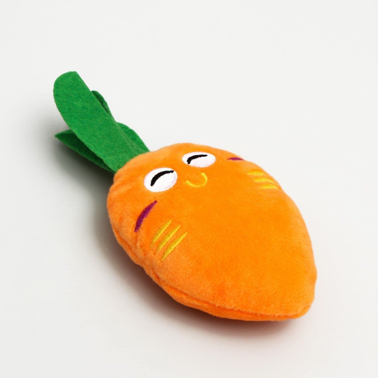 Мягкая игрушка для собак Морковка , 18 см, с пищалкой, оранжевая