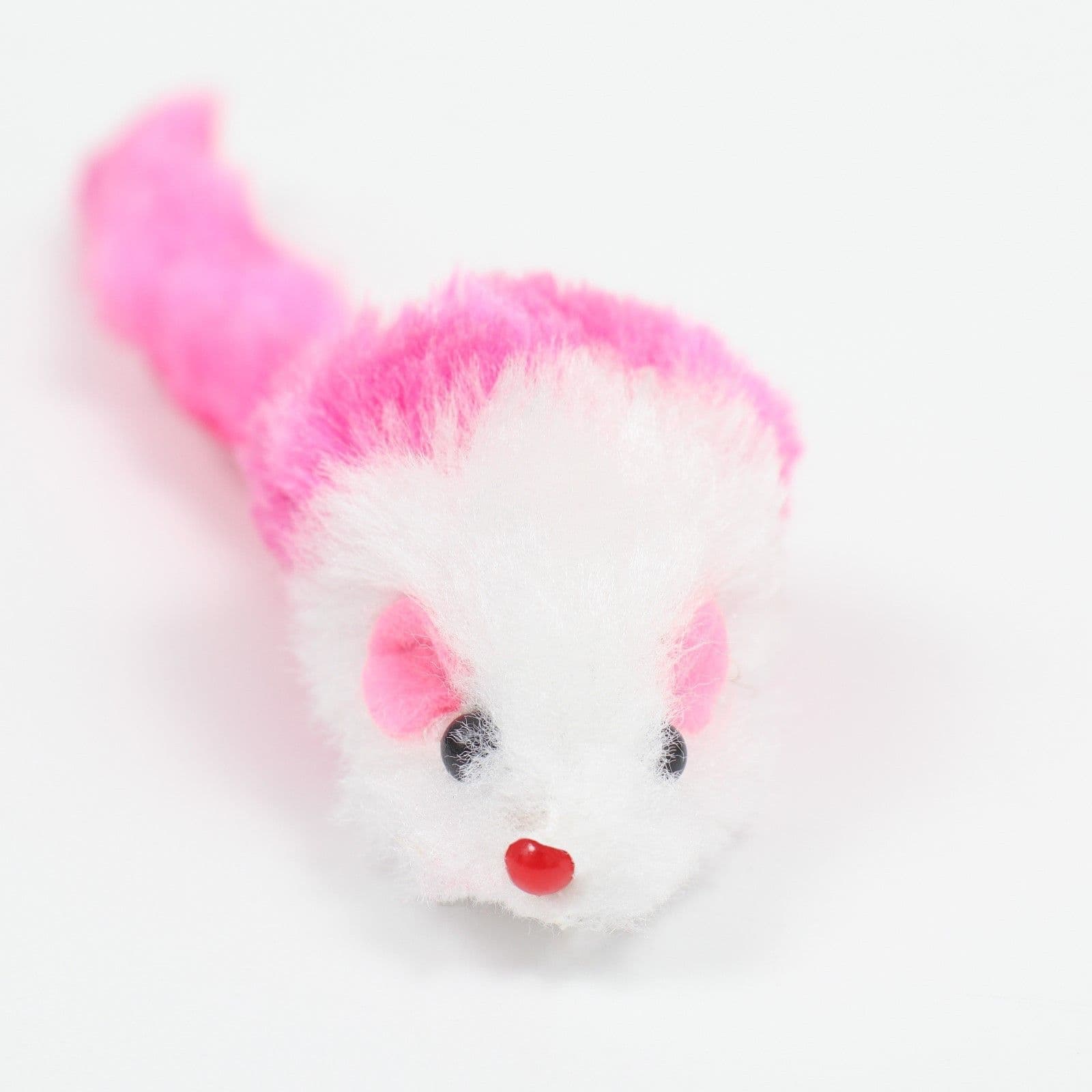 Игрушка для кошек Малая мышь двухцветная, 5 см, белая/розовая
