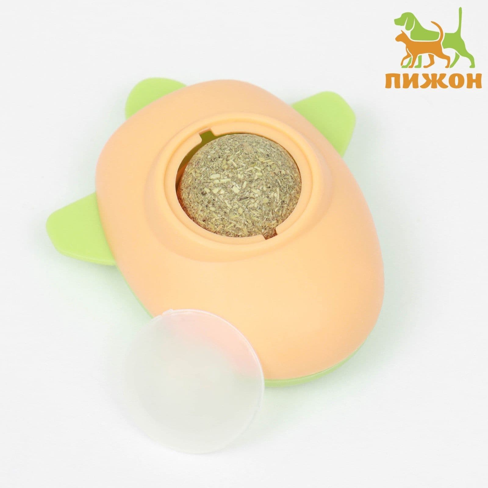Игрушка с кошачьей мятой для кошек Ракета , 6 см, пластик, оранжевая, зелёная