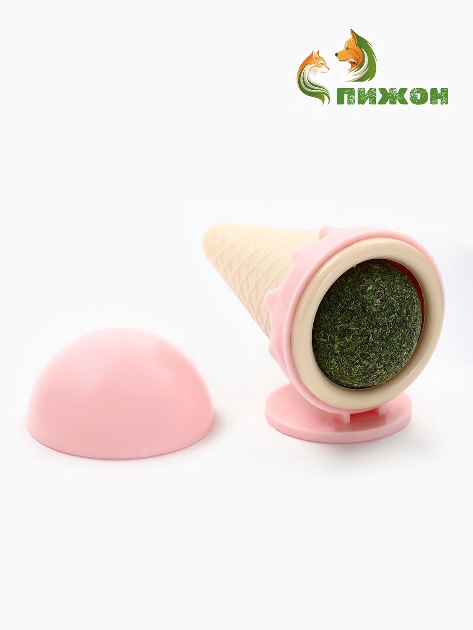 Игрушка для кошек из кошачьей мяты "Мороженное" на основании, 5 х 4 см, розовая