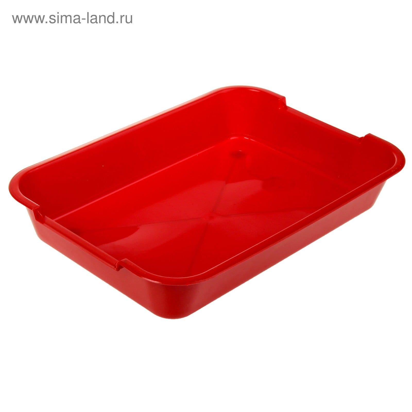 Туалет для кошек, средний без сетки 36 х 26 х 6,5 см, красный