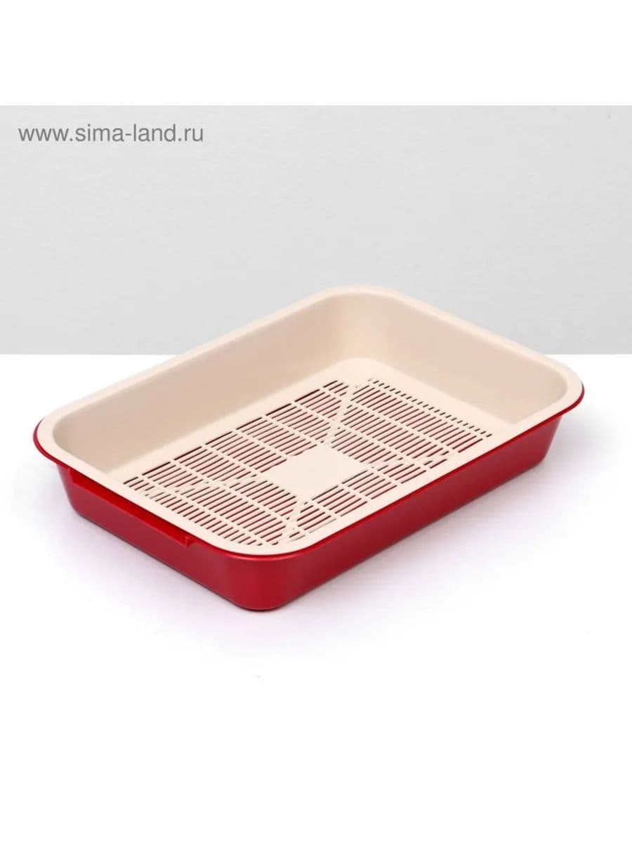 Туалет для кошек, средний без сетки 36 х 26 х 6,5 см, красный