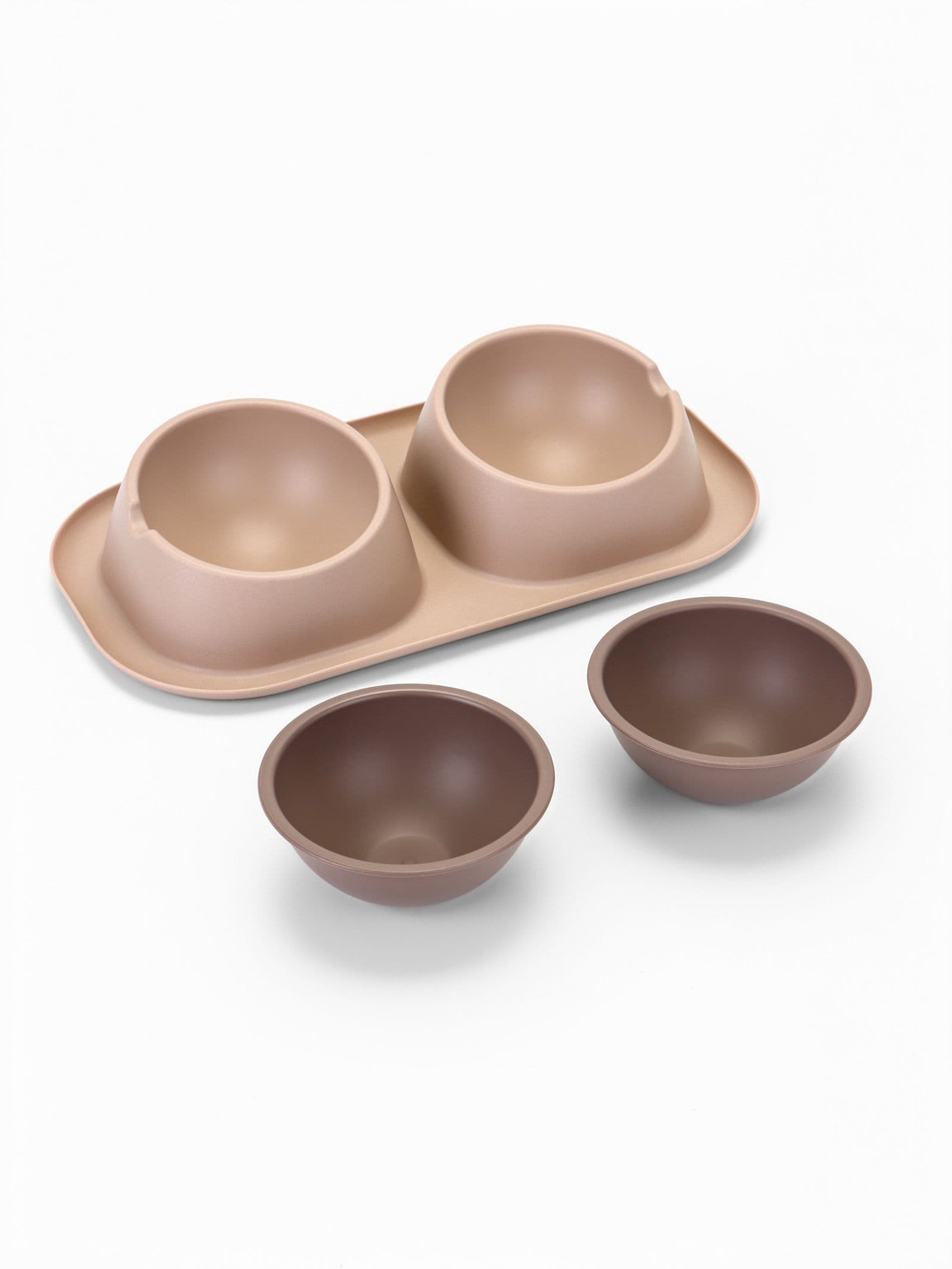 Миска для животных Дубль Мини 0.2 л, Soft-touch, каппучино