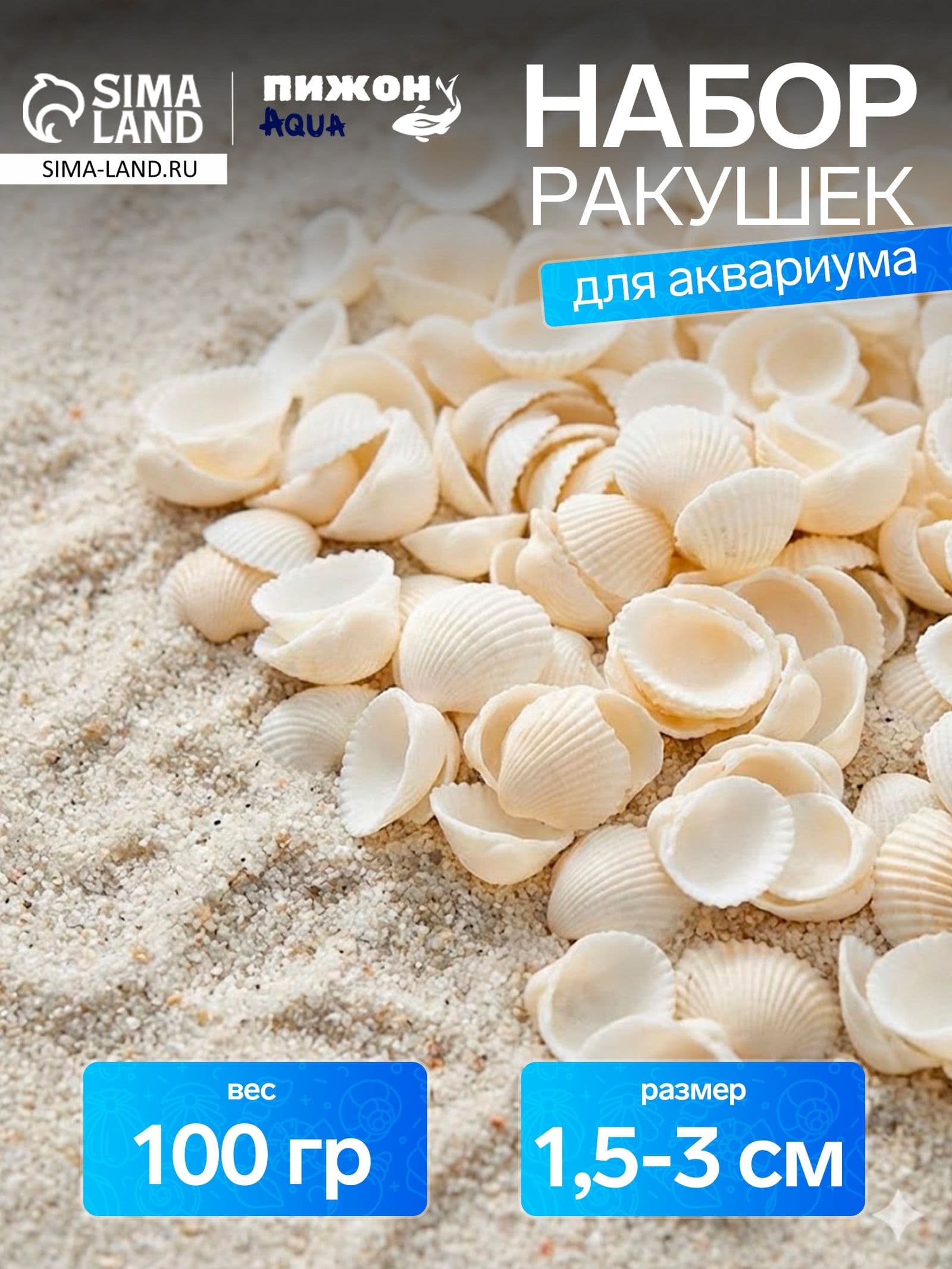 Морские ракушки для декора и творчества, 1,5-3 см, 100 г