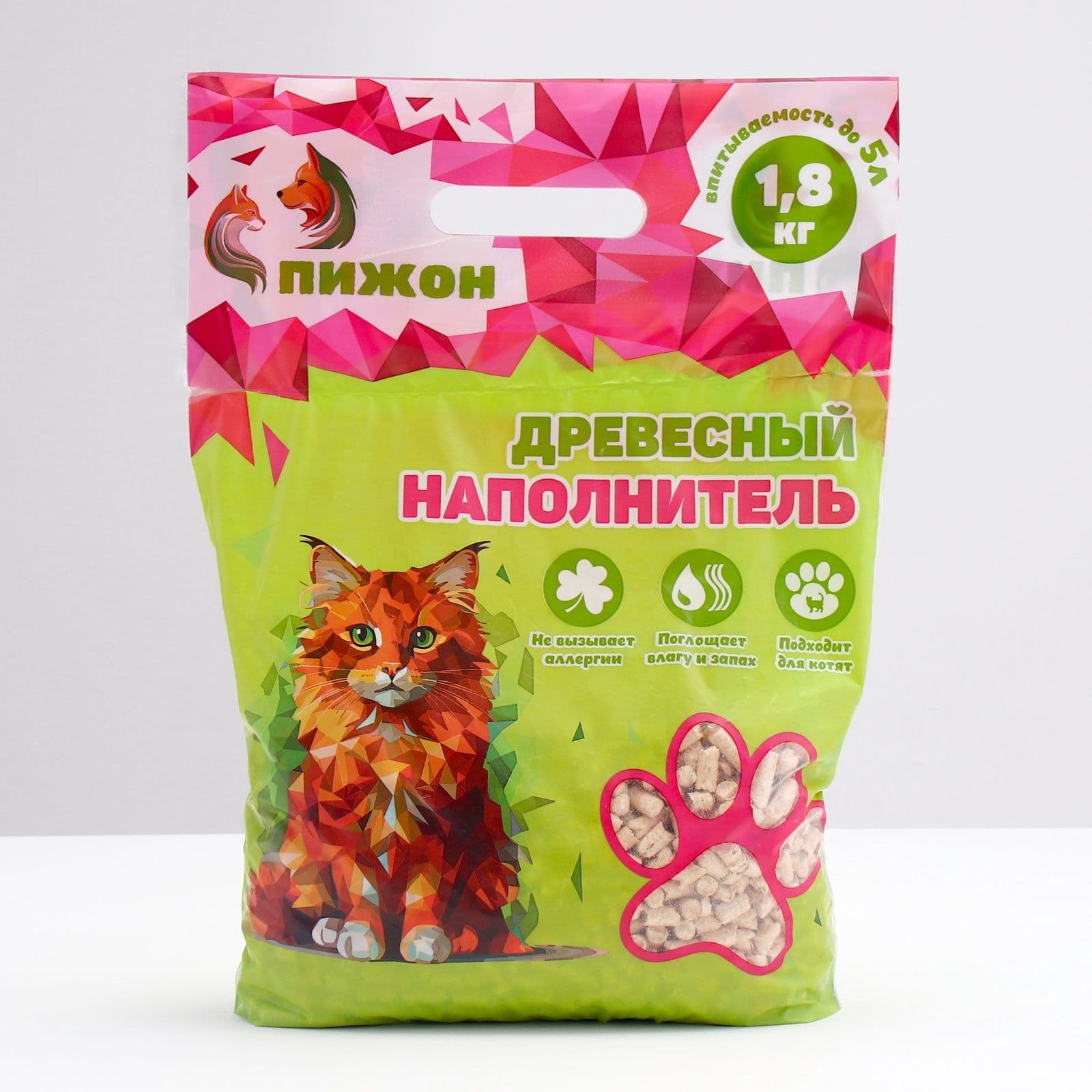Наполнитель для кошачьего лотка древесный Пижон, 5л