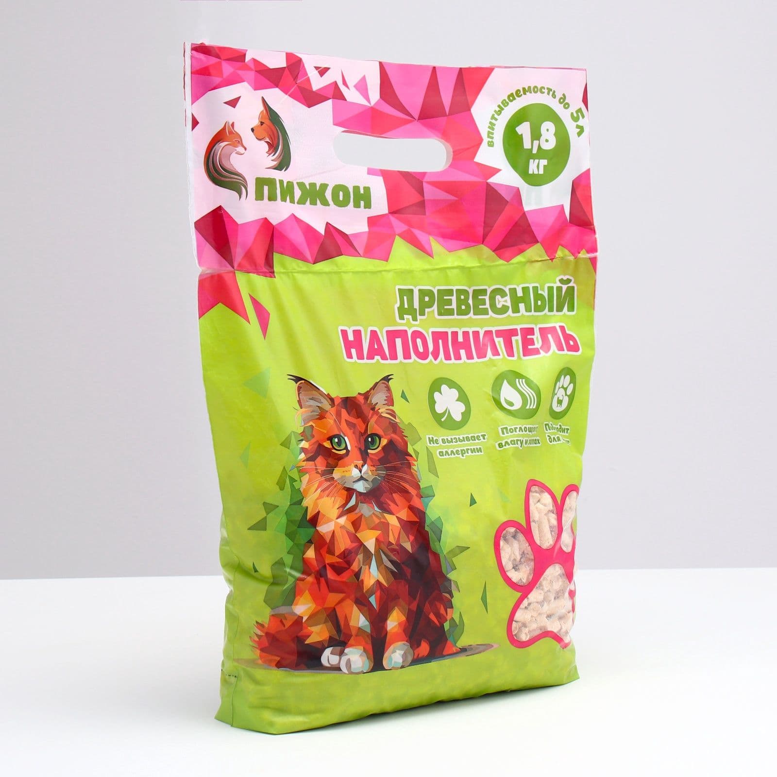 Наполнитель для кошачьего лотка древесный Пижон, 5л