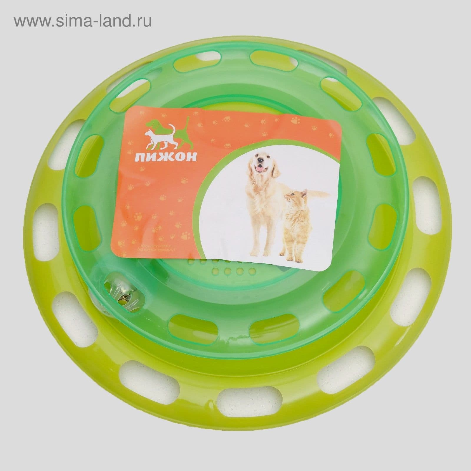 Игровой комплекс для кошек Пижон , с отсеками для лакомств/кошачьей мяты и шариком, зелёный