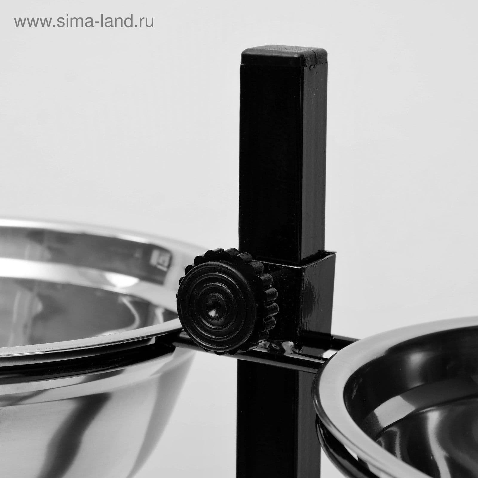 Подставка с мисками, 2*2 л, высота 50 см, разборная, чёрная