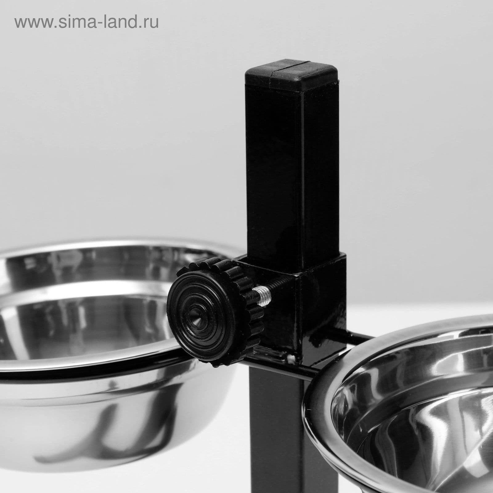 Подставка с мисками, 2*350 мл, высота 30 см, разборная, чёрная