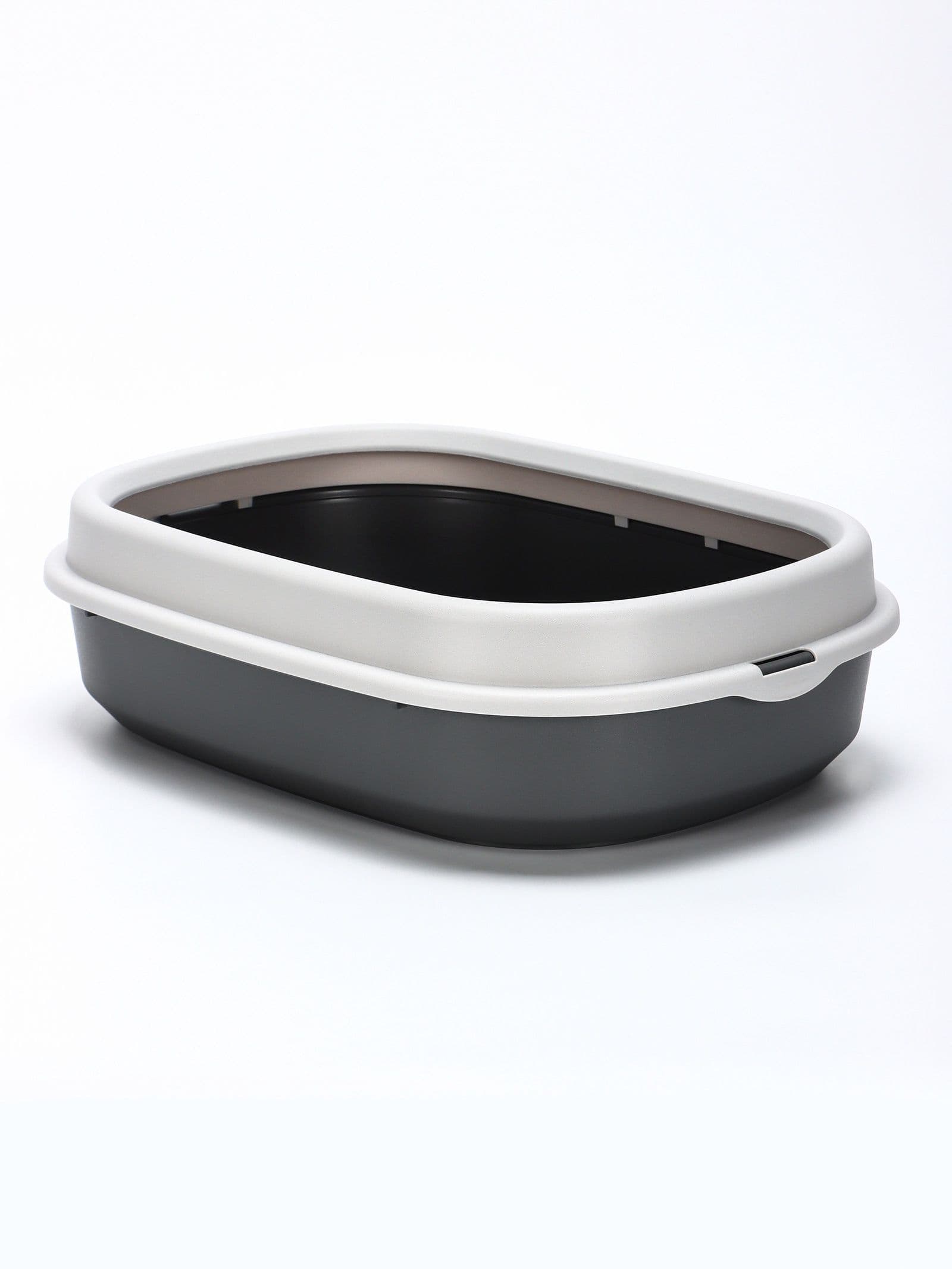 Лоток для кошек Фур-Мур 48 35.5 см с бортом + совок, Soft-touch, смоки