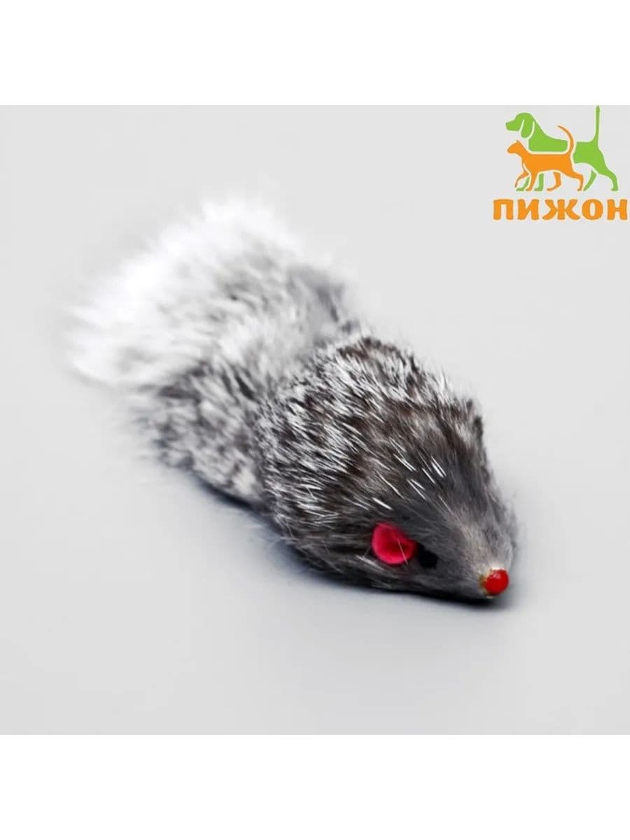 Мышь из натурального меха, 5 см, серая
