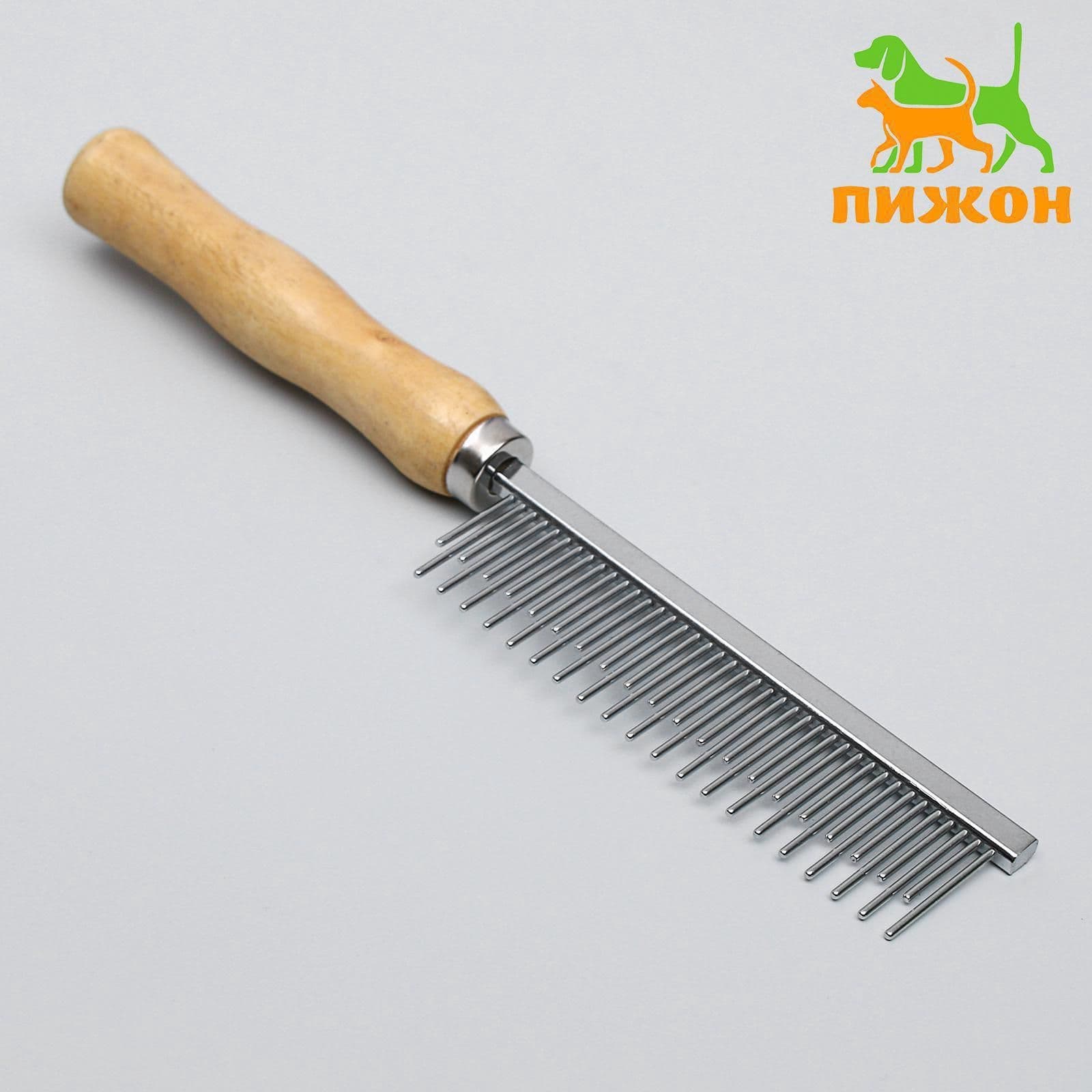 Расческа для кошек и собак для вычесывания шерсти, 20 х 3 см, дерево и металл