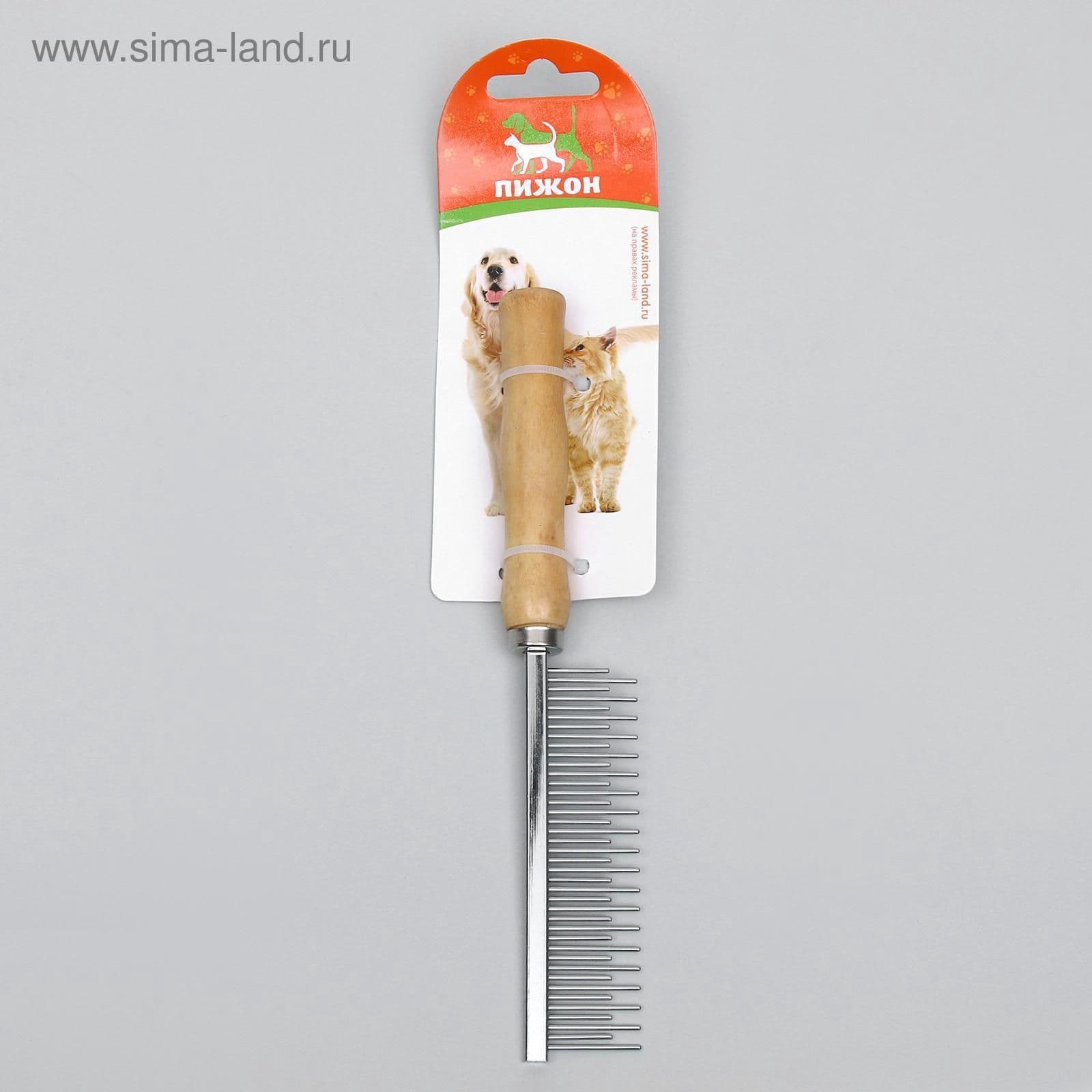 Расческа для кошек и собак для вычесывания шерсти, 20 х 3 см, дерево и металл