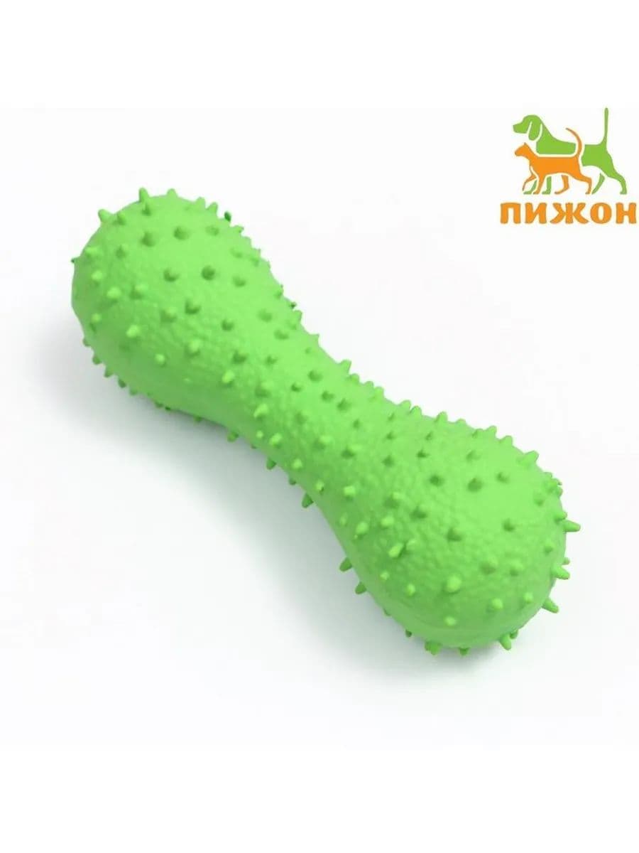 Игрушка для собак Кость , 12 см, пищащая, латекс, зелёная