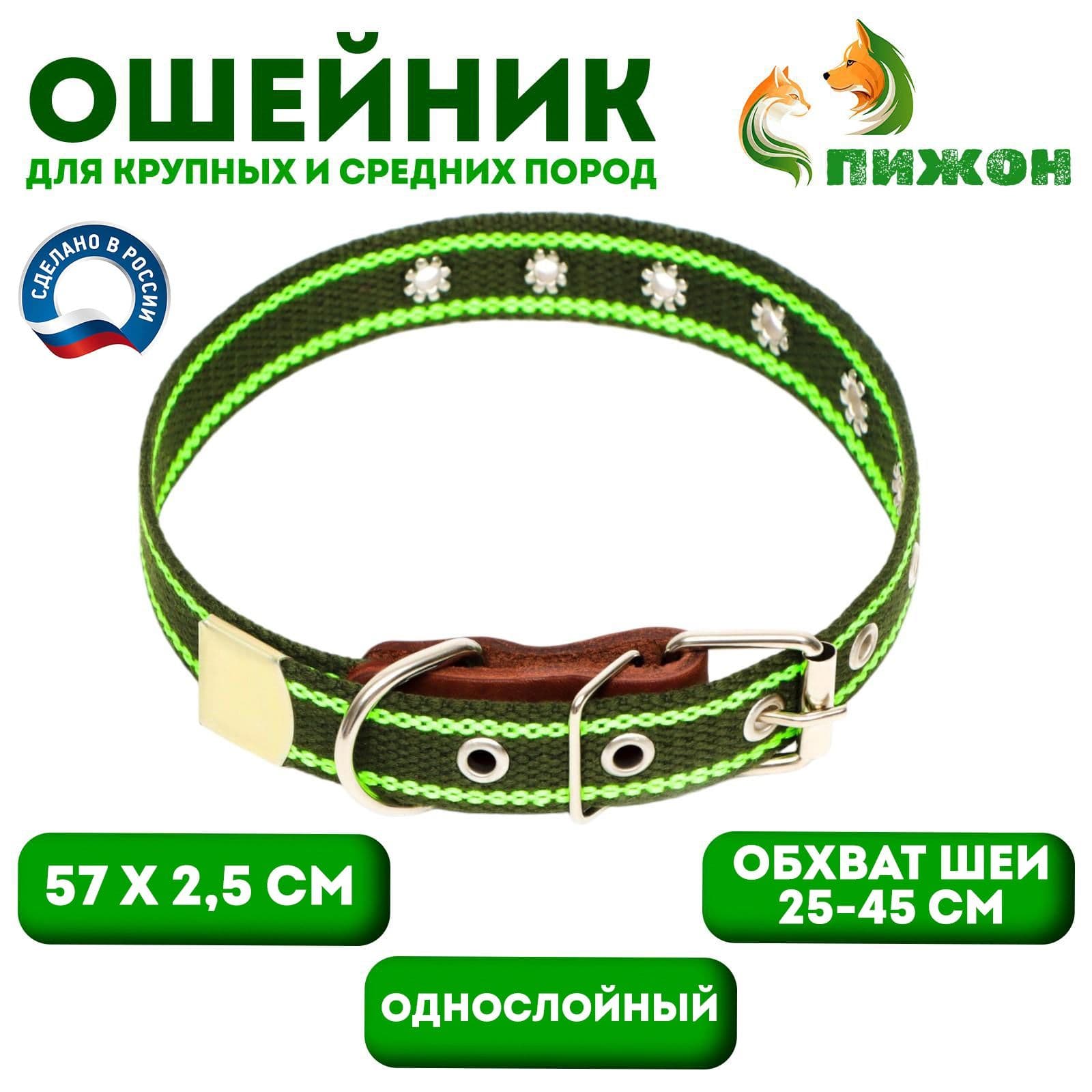 Ошейник для собаки, брезентовый безразмерный, ОШ 25-45 см