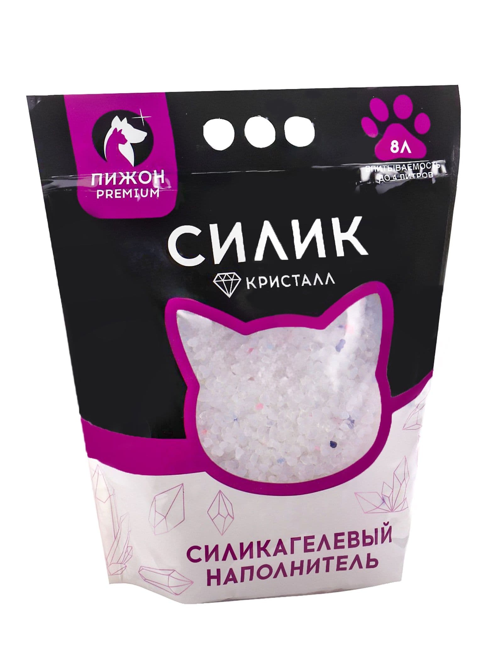 Наполнитель силикагелевый "Premium Crystal", колотый, 4 л