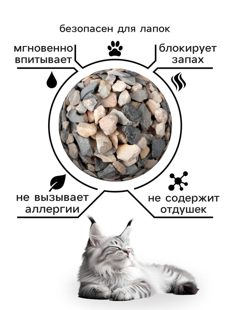 Наполнитель минеральный впитывающий, для длинношерстных кошек, 7.5к, впитывает до 15л