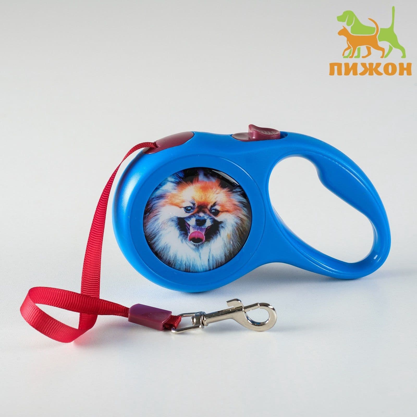 Поводок рулетка для собак, 3 м, вес животного до 12 кг, синяя
