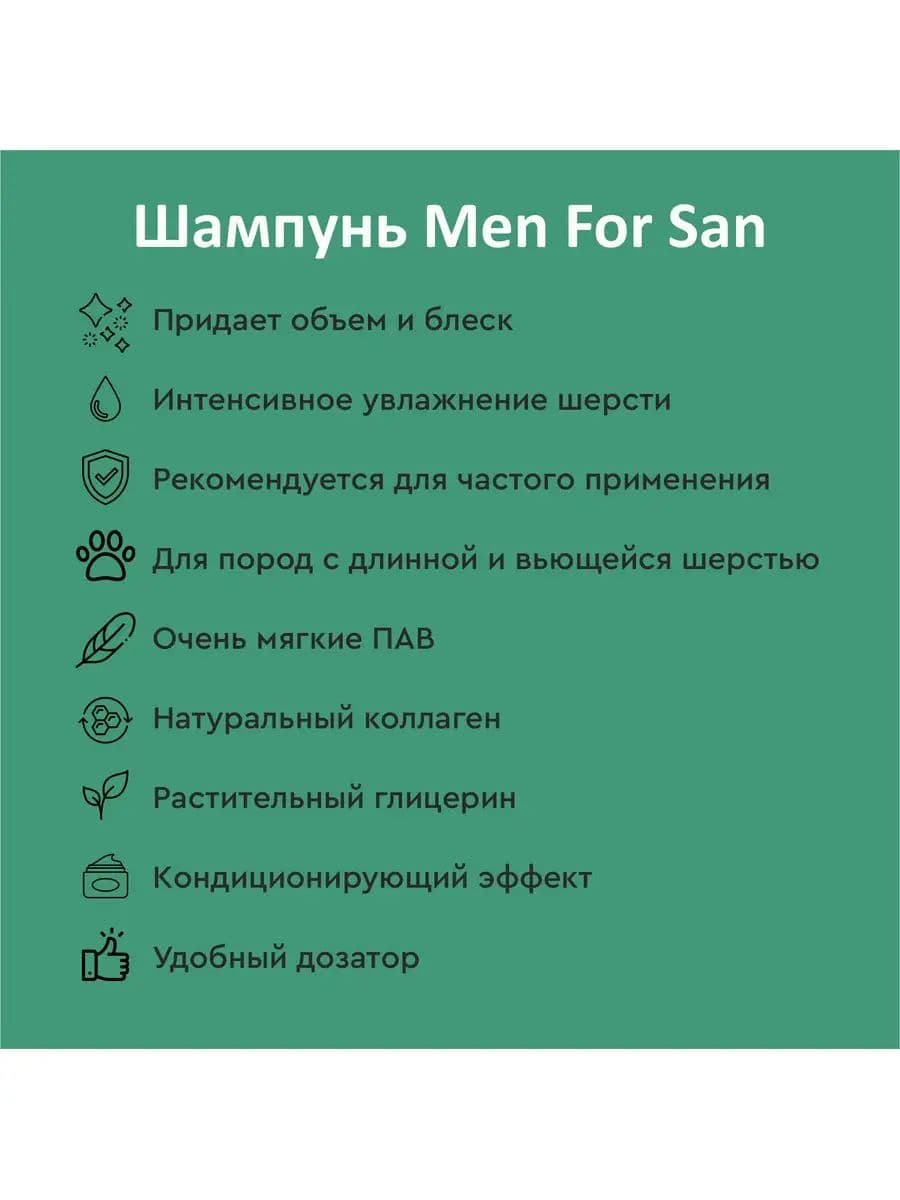 Шампунь-кондиционер Мэн фо Сан (Men for San) против спутывания шерсти для собак, 1 л